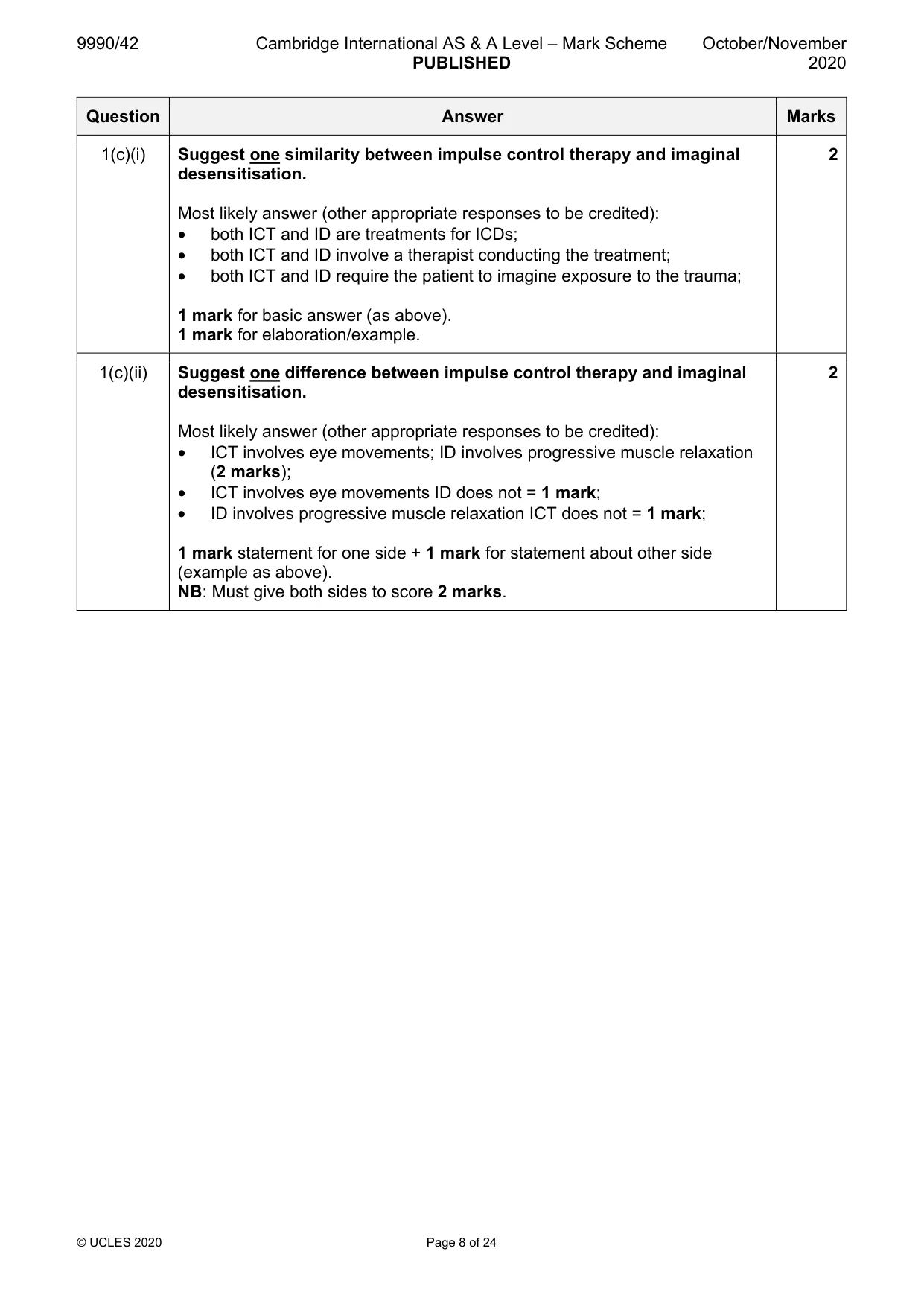 Mark scheme, page 8 of 24