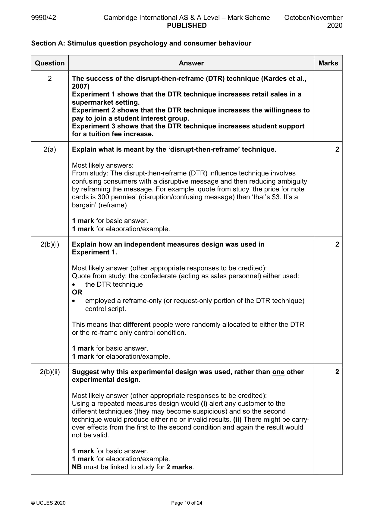 Mark scheme, page 10 of 24