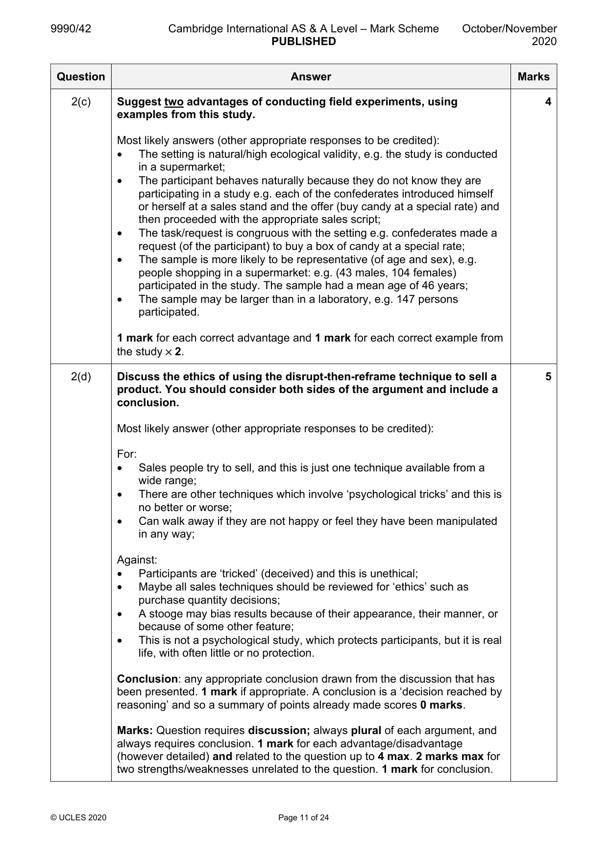 Mark scheme, page 11 of 24