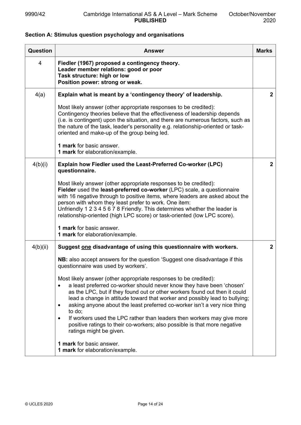 Mark scheme, page 14 of 24