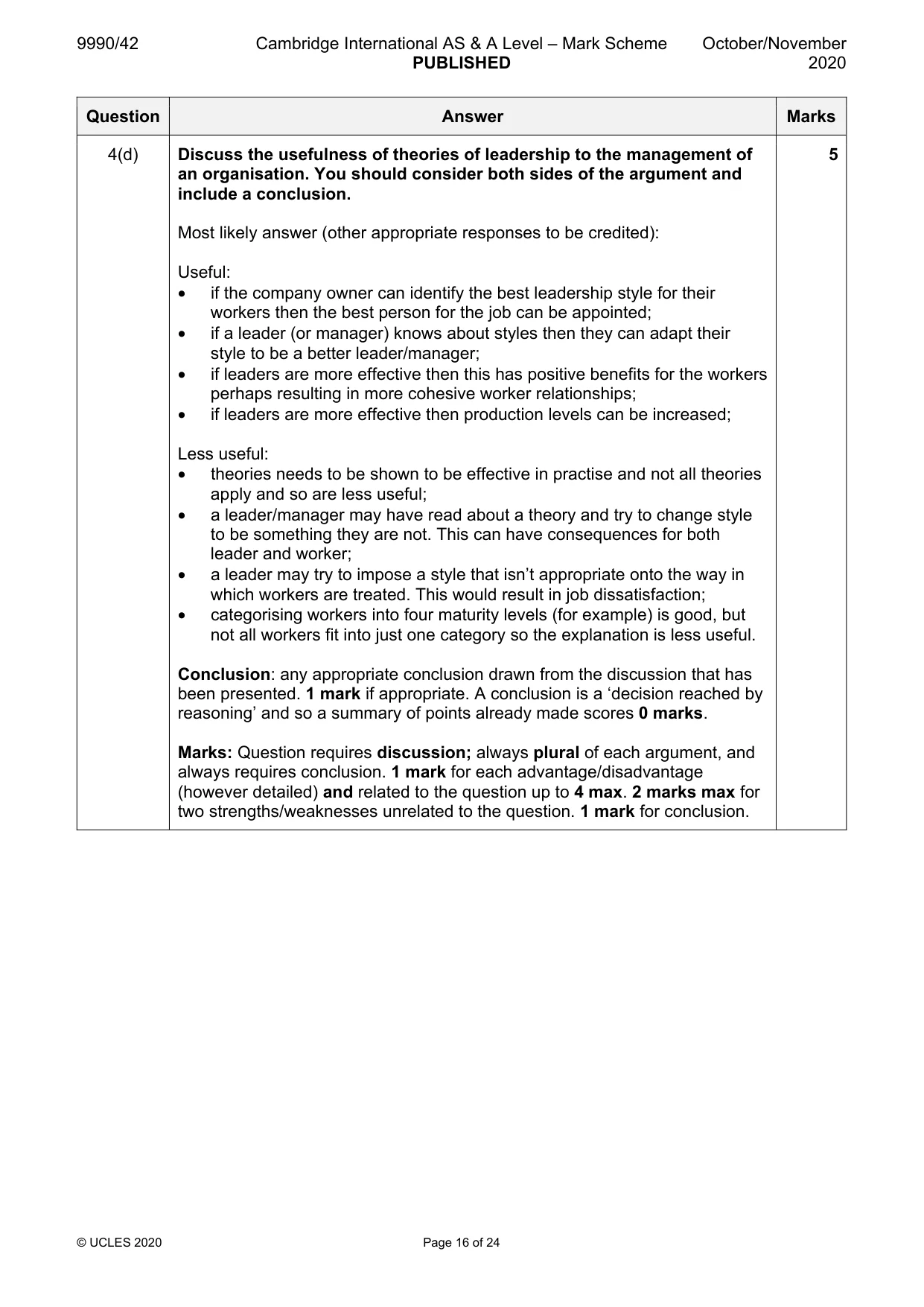 Mark scheme, page 16 of 24