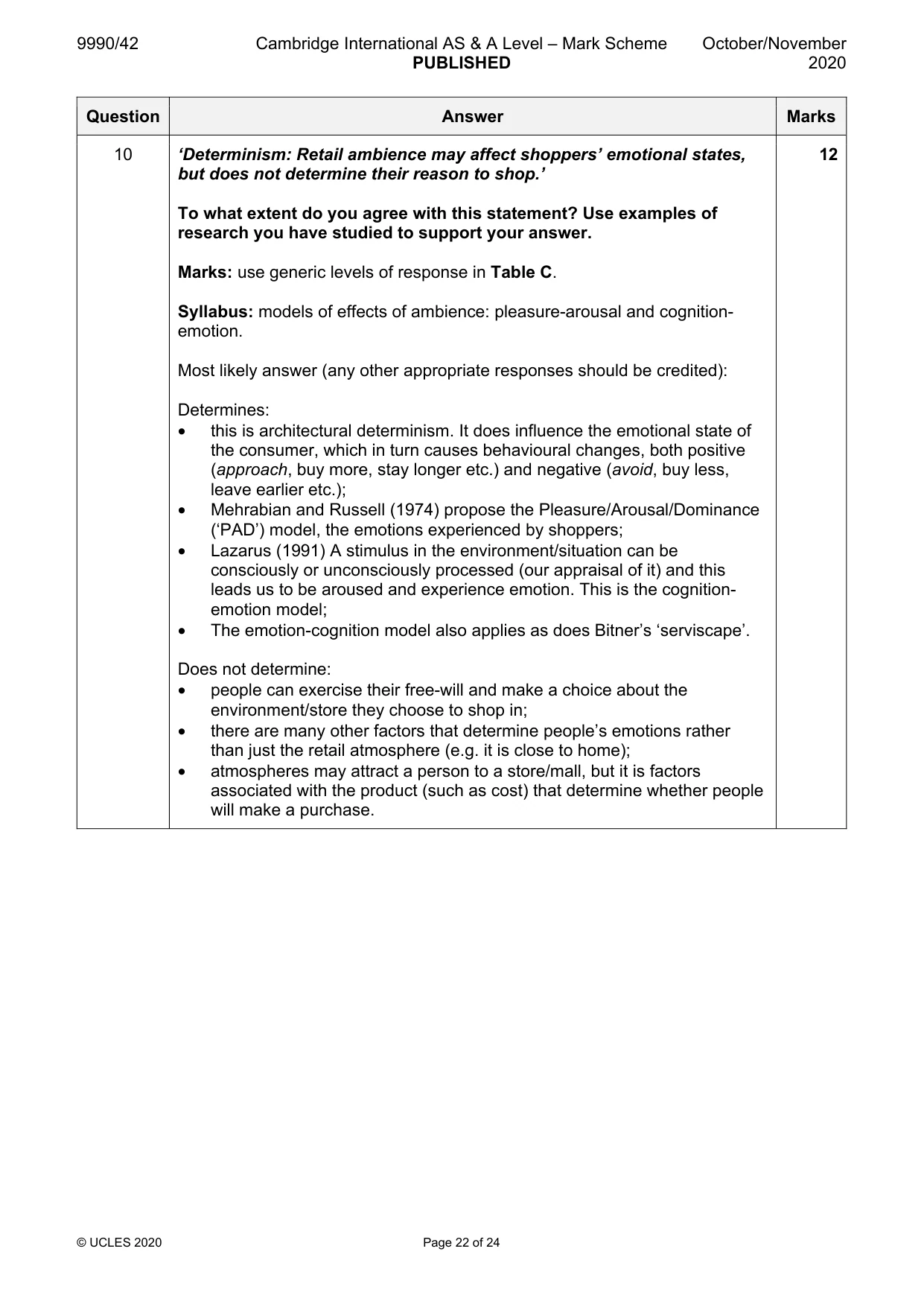 Mark scheme, page 22 of 24