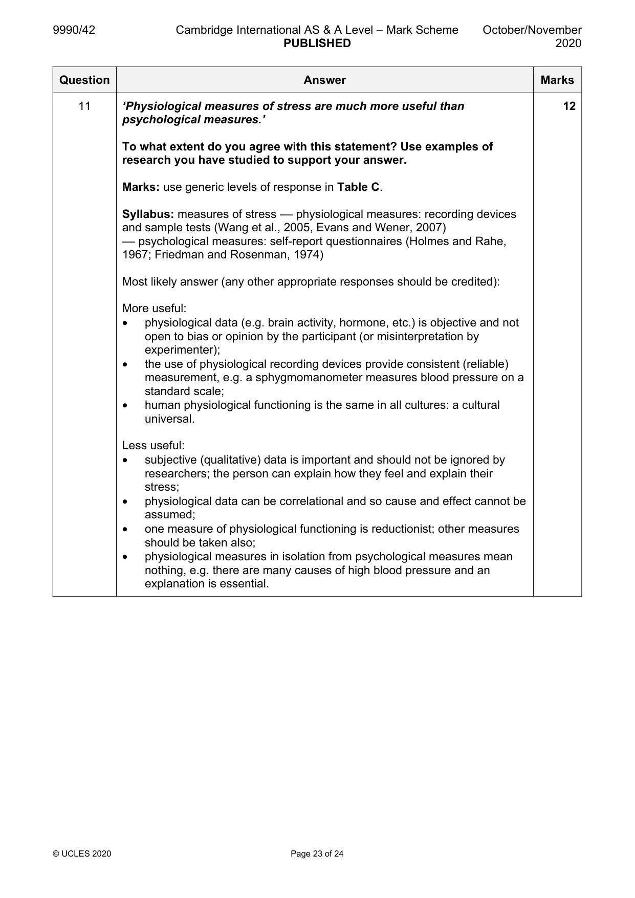 Mark scheme, page 23 of 24