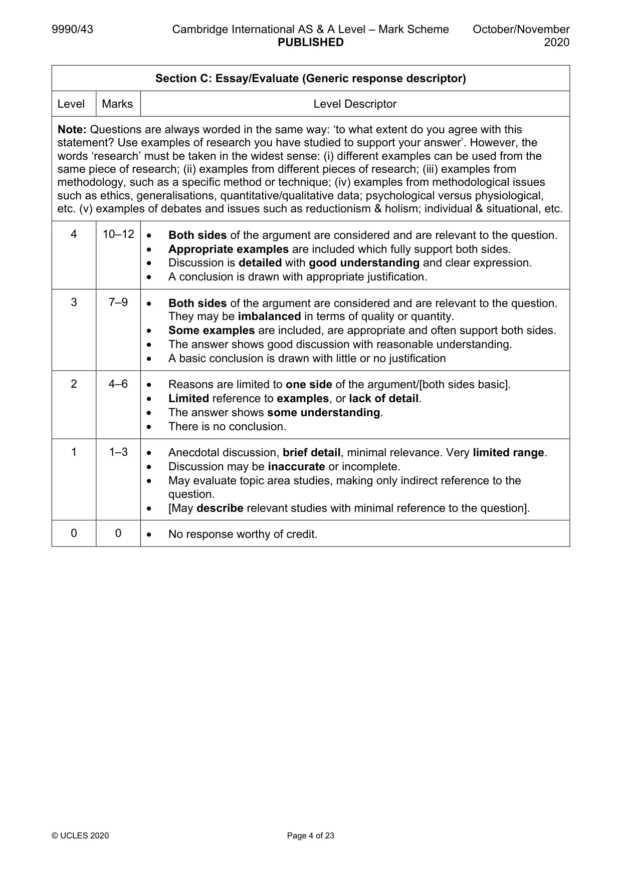 Mark scheme, page 4 of 23