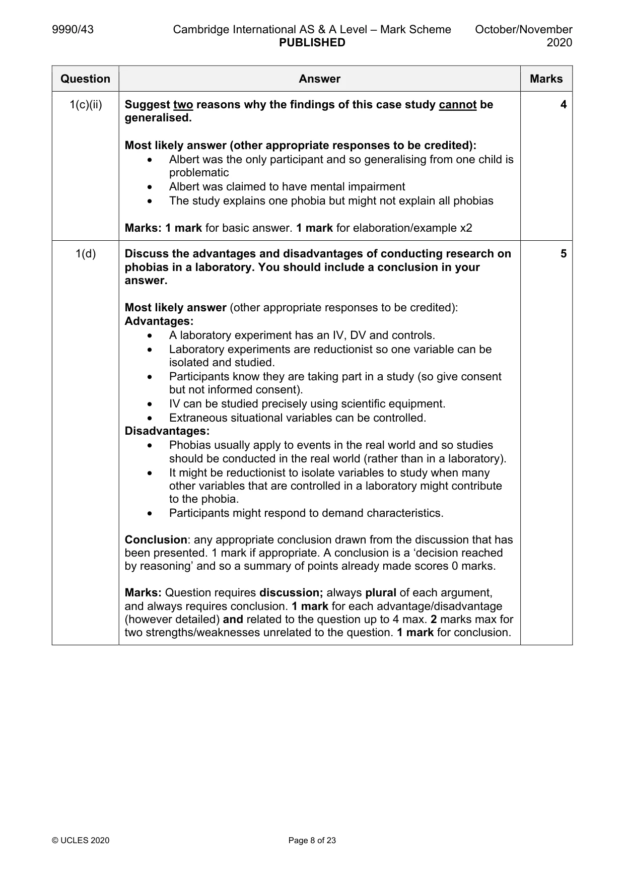 Mark scheme, page 8 of 23