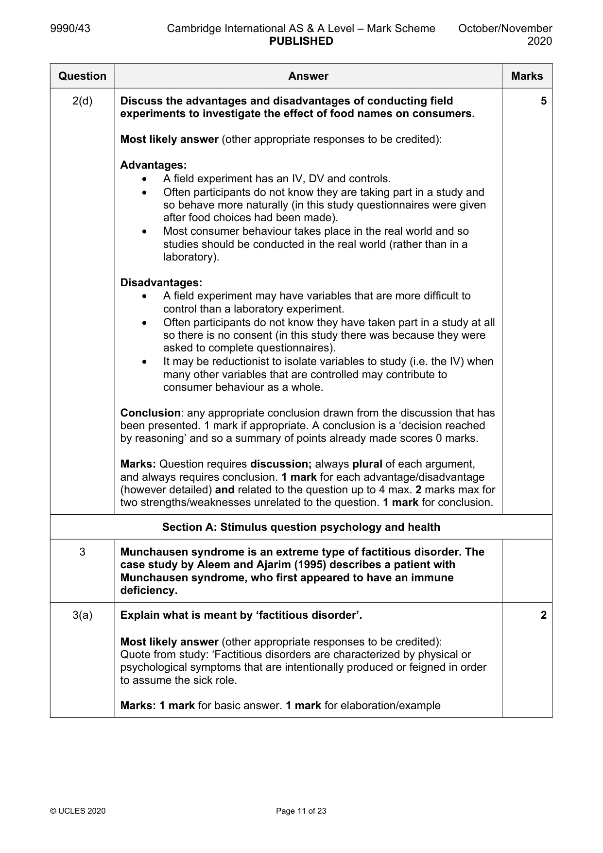 Mark scheme, page 11 of 23