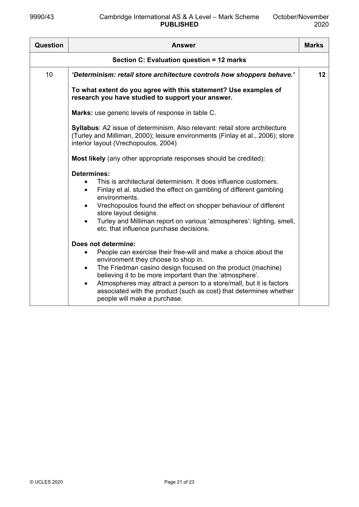 Mark scheme, page 21 of 23