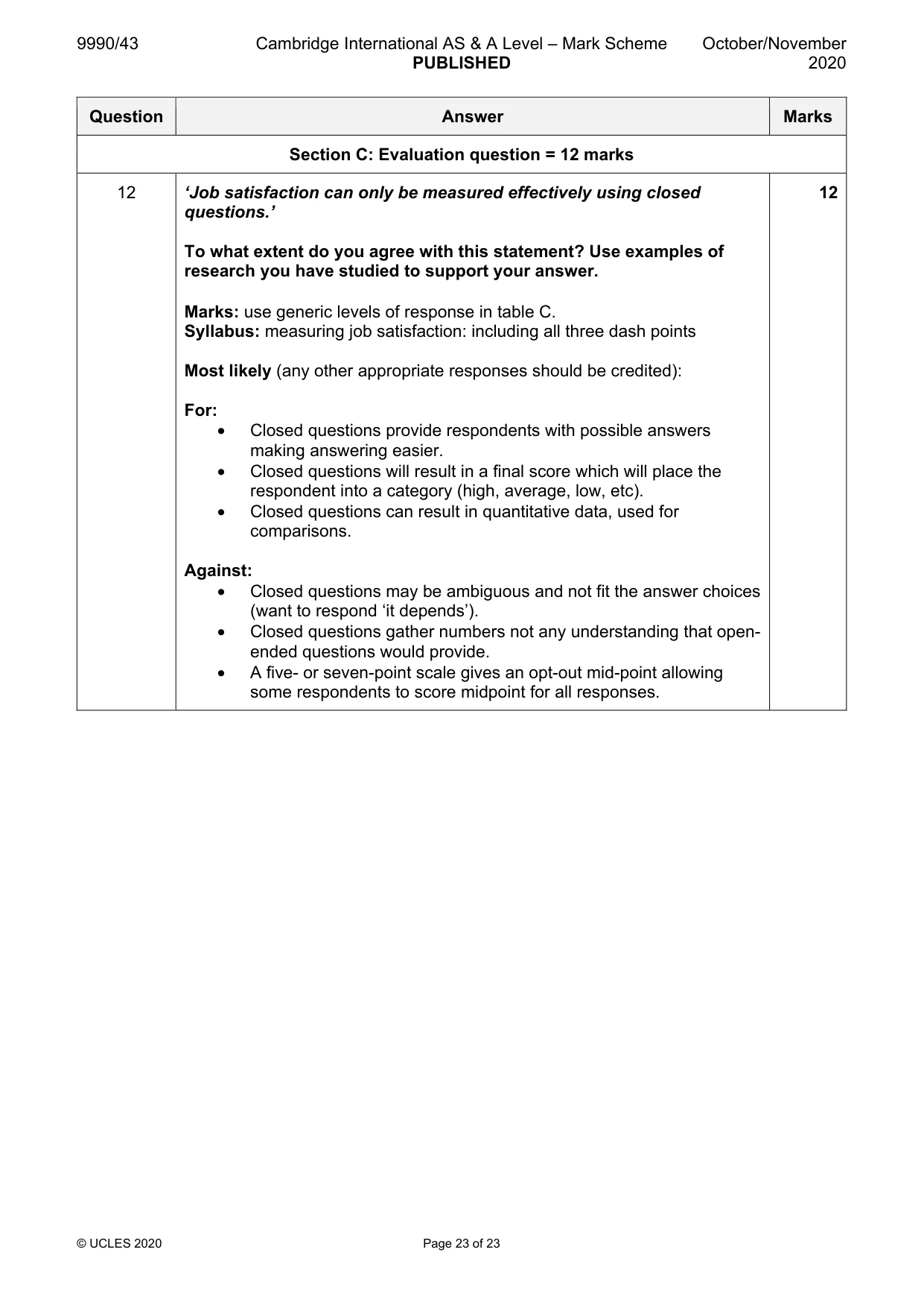 Mark scheme, page 23 of 23