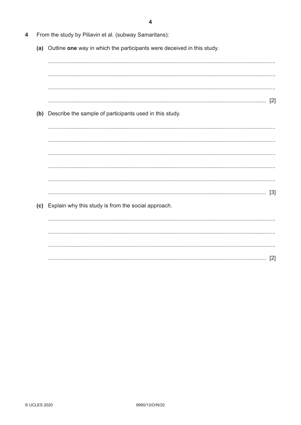Cambridge A Level Psychology (from 2018) 9990 2020 Oct/Nov Paper 1 · Variant 3 question paper, page 4 of 12
