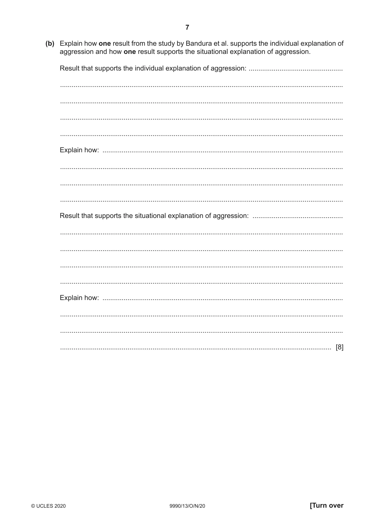 Cambridge A Level Psychology (from 2018) 9990 2020 Oct/Nov Paper 1 · Variant 3 question paper, page 7 of 12