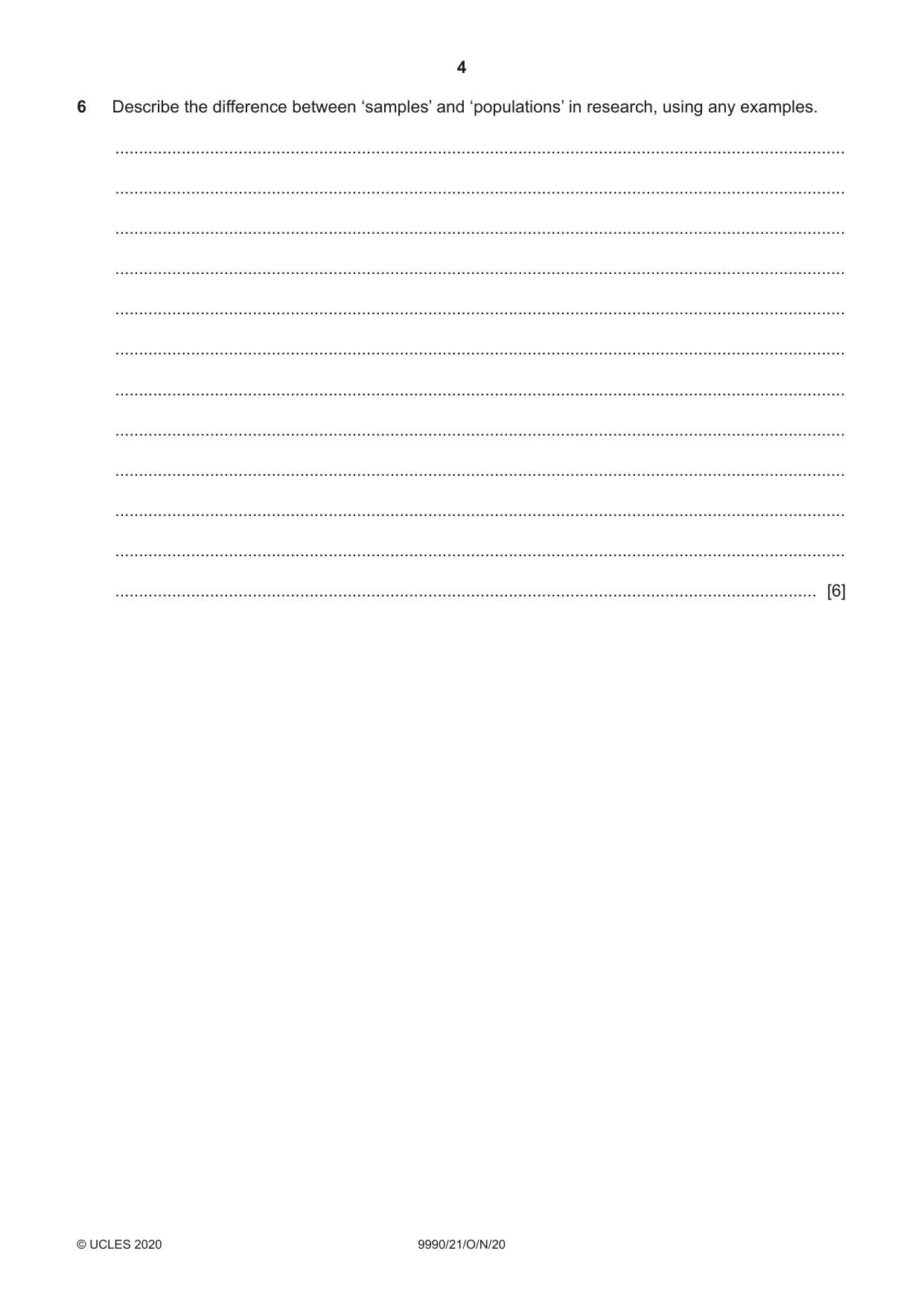 Cambridge A Level Psychology (from 2018) 9990 2020 Oct/Nov Paper 2 · Variant 1 question paper, page 4 of 12