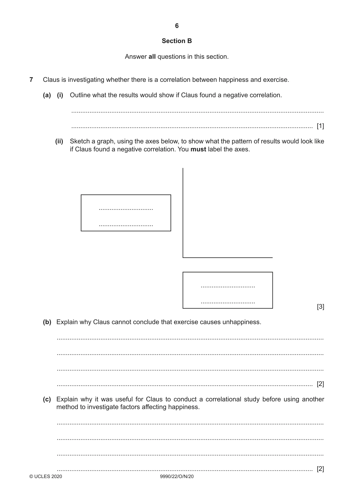 Cambridge A Level Psychology (from 2018) 9990 2020 Oct/Nov Paper 2 · Variant 2 question paper, page 6 of 12