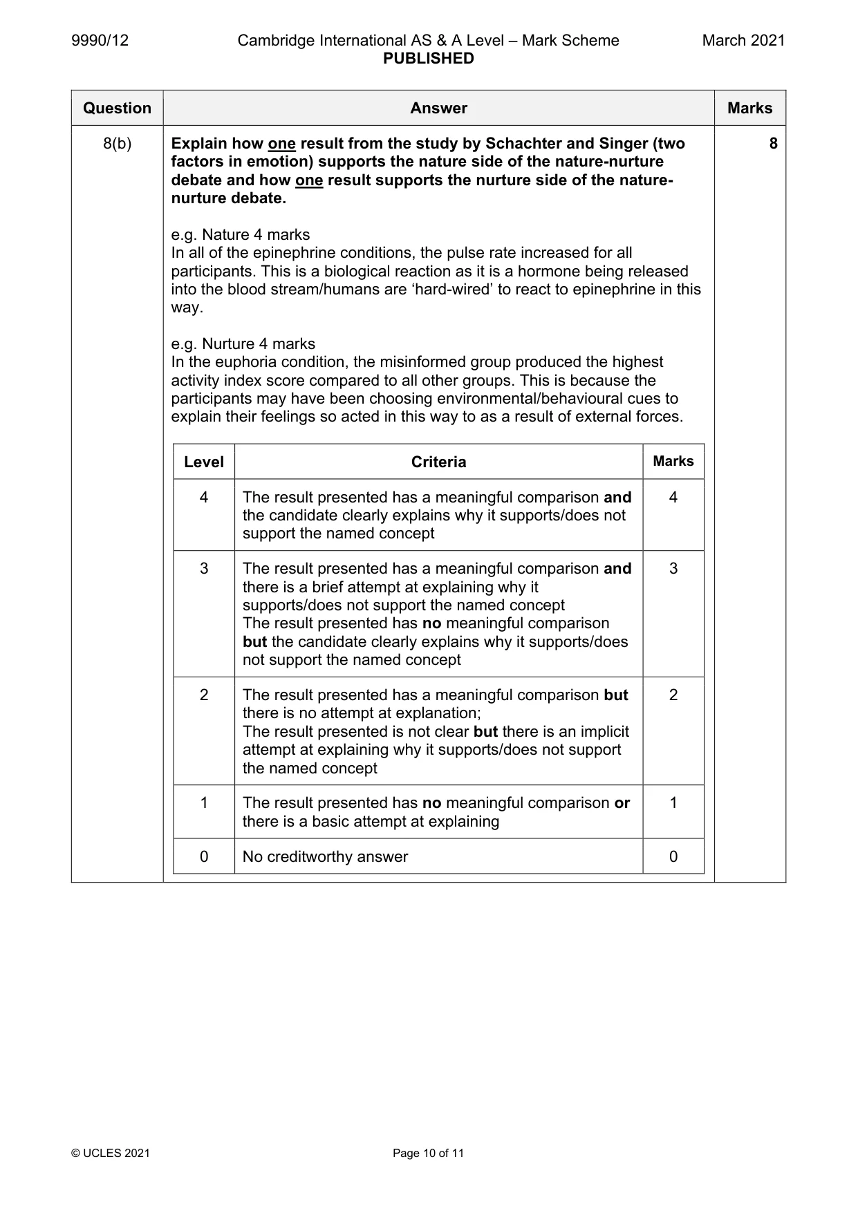 Mark scheme, page 10 of 11
