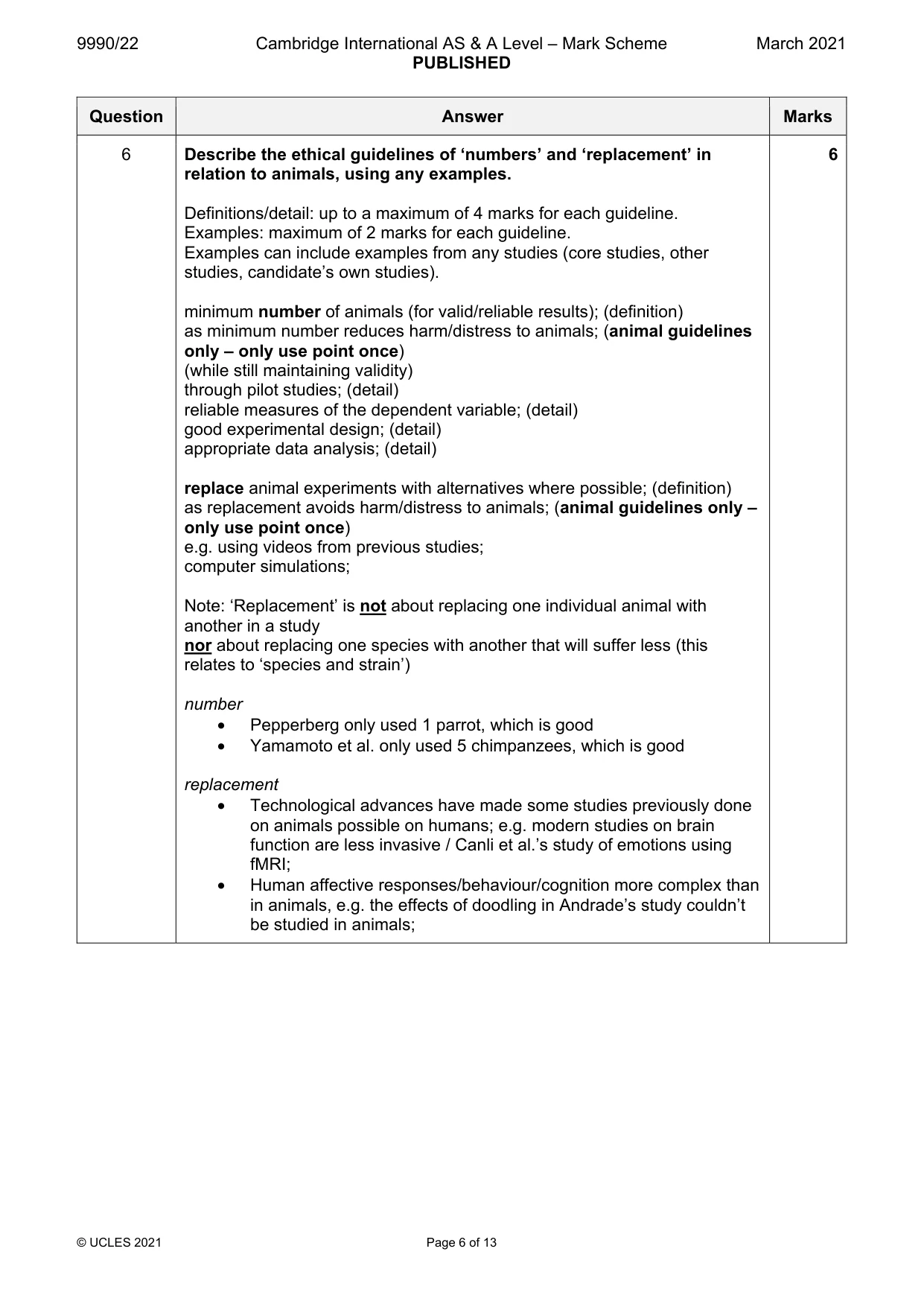 Mark scheme, page 6 of 13
