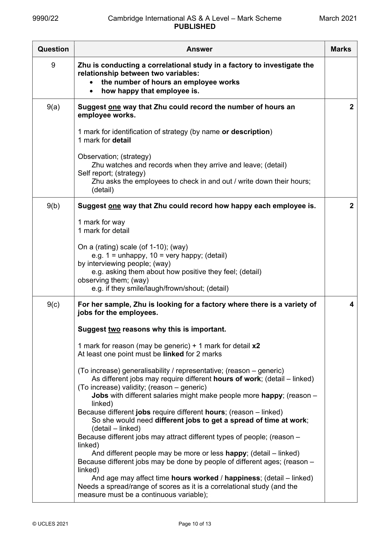 Mark scheme, page 10 of 13
