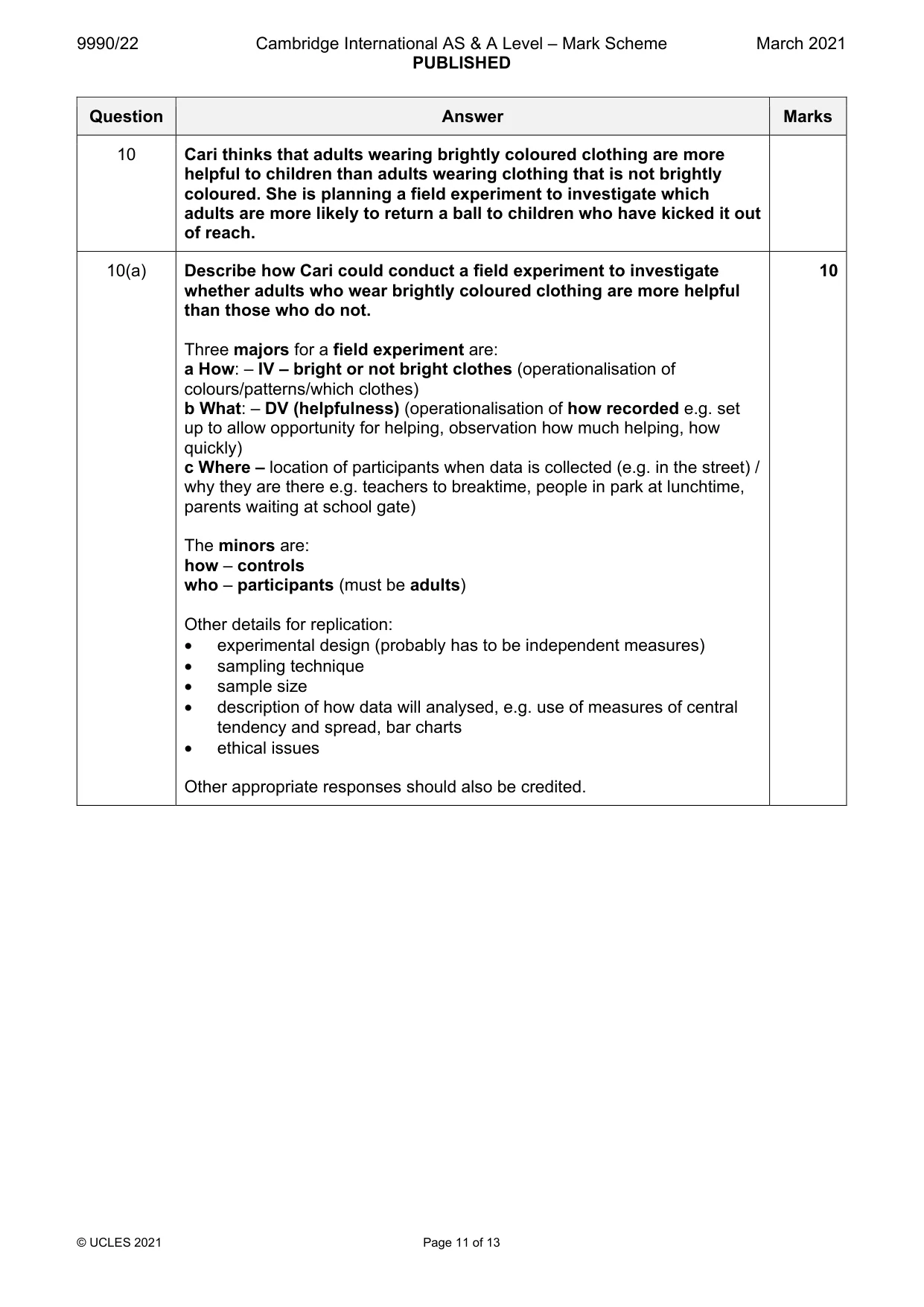 Mark scheme, page 11 of 13