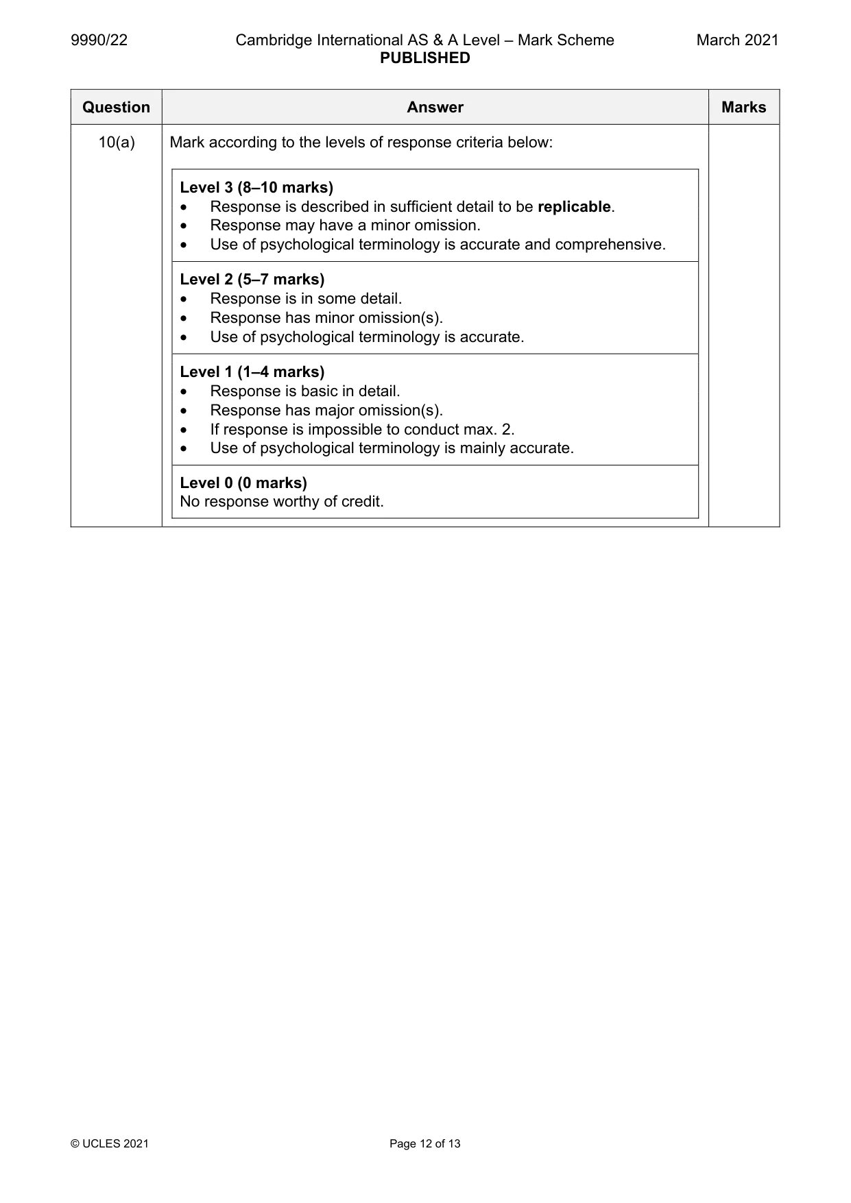 Mark scheme, page 12 of 13