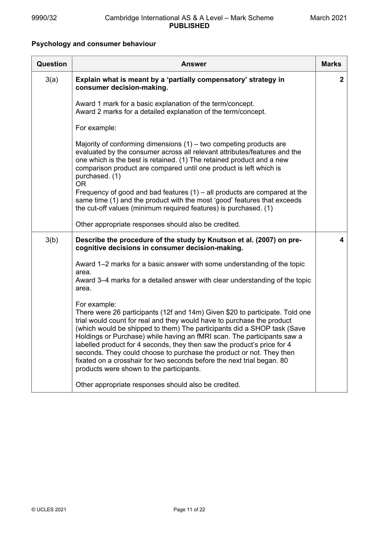 Mark scheme, page 11 of 22