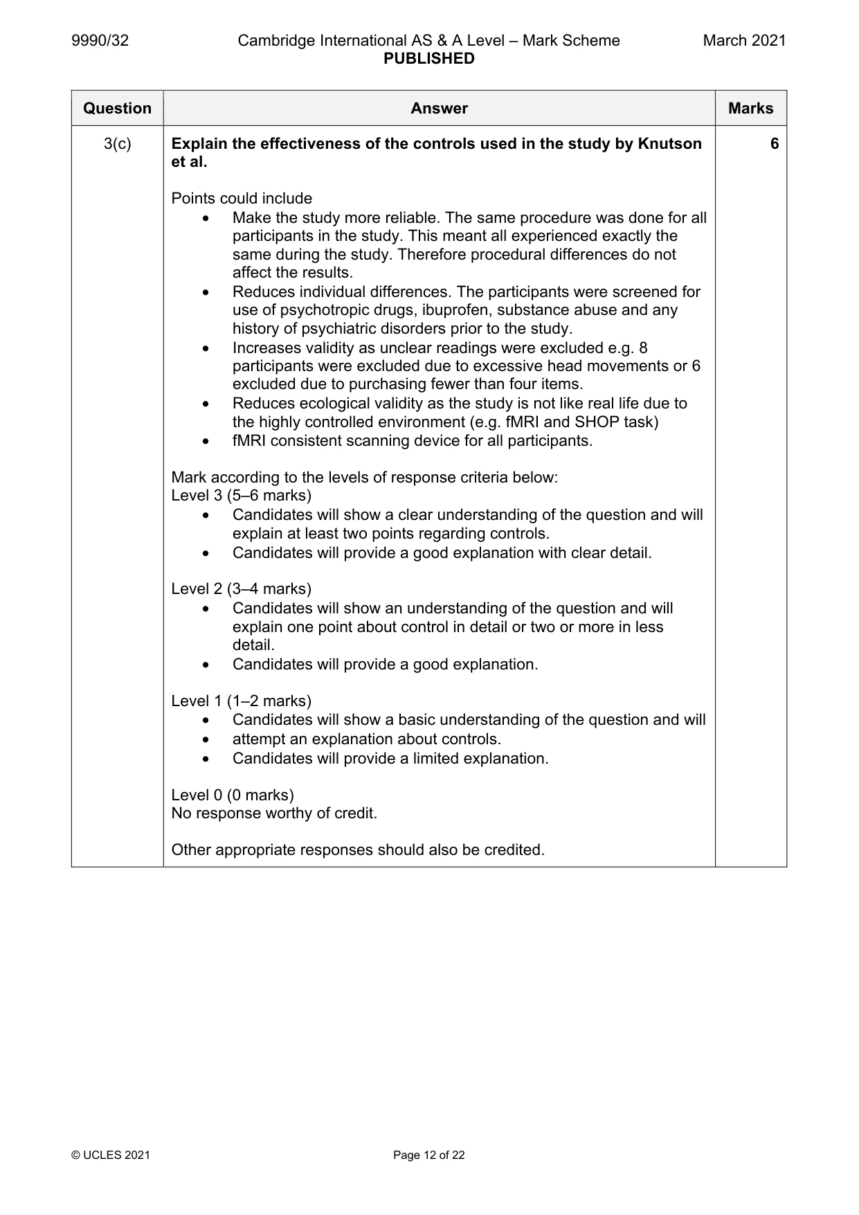 Mark scheme, page 12 of 22