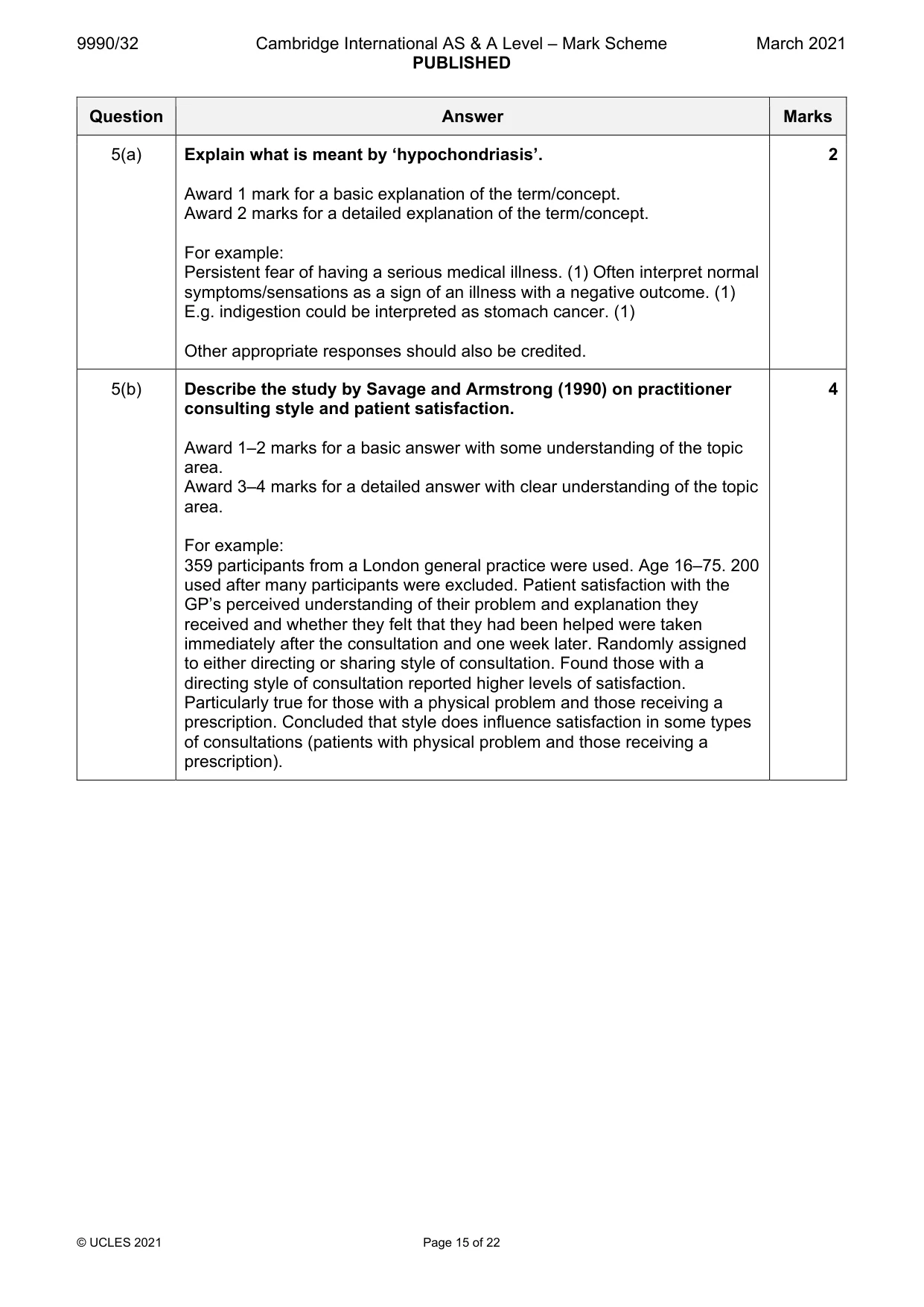 Mark scheme, page 15 of 22