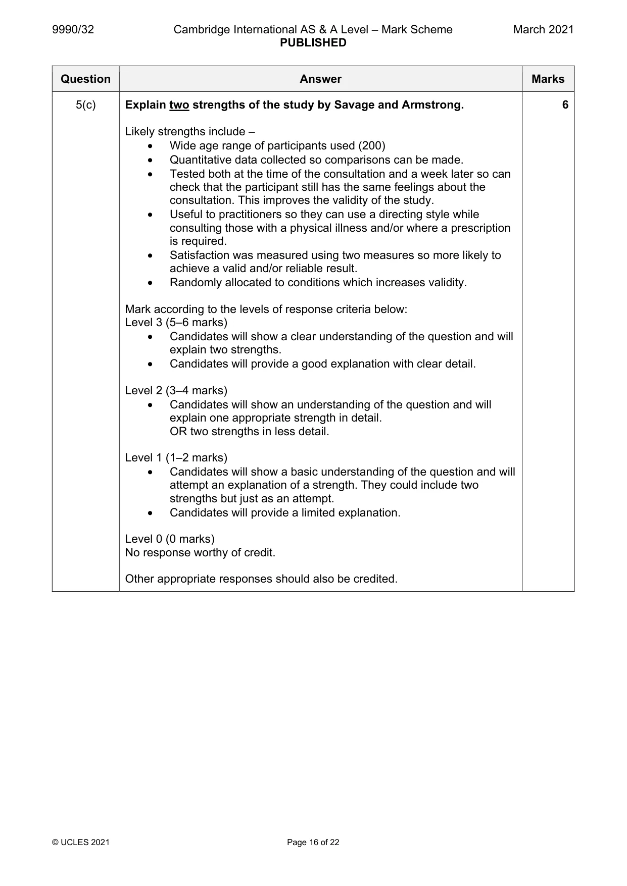 Mark scheme, page 16 of 22