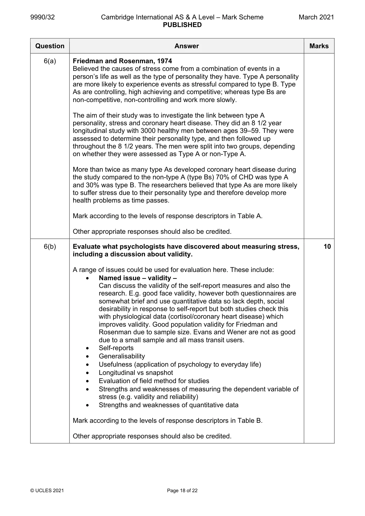 Mark scheme, page 18 of 22