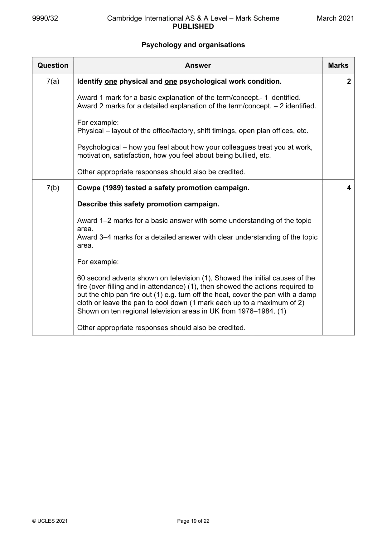 Mark scheme, page 19 of 22