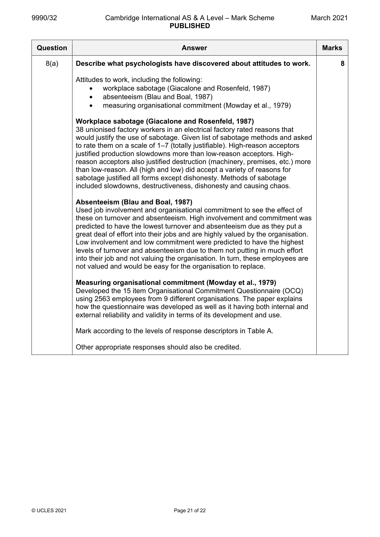 Mark scheme, page 21 of 22