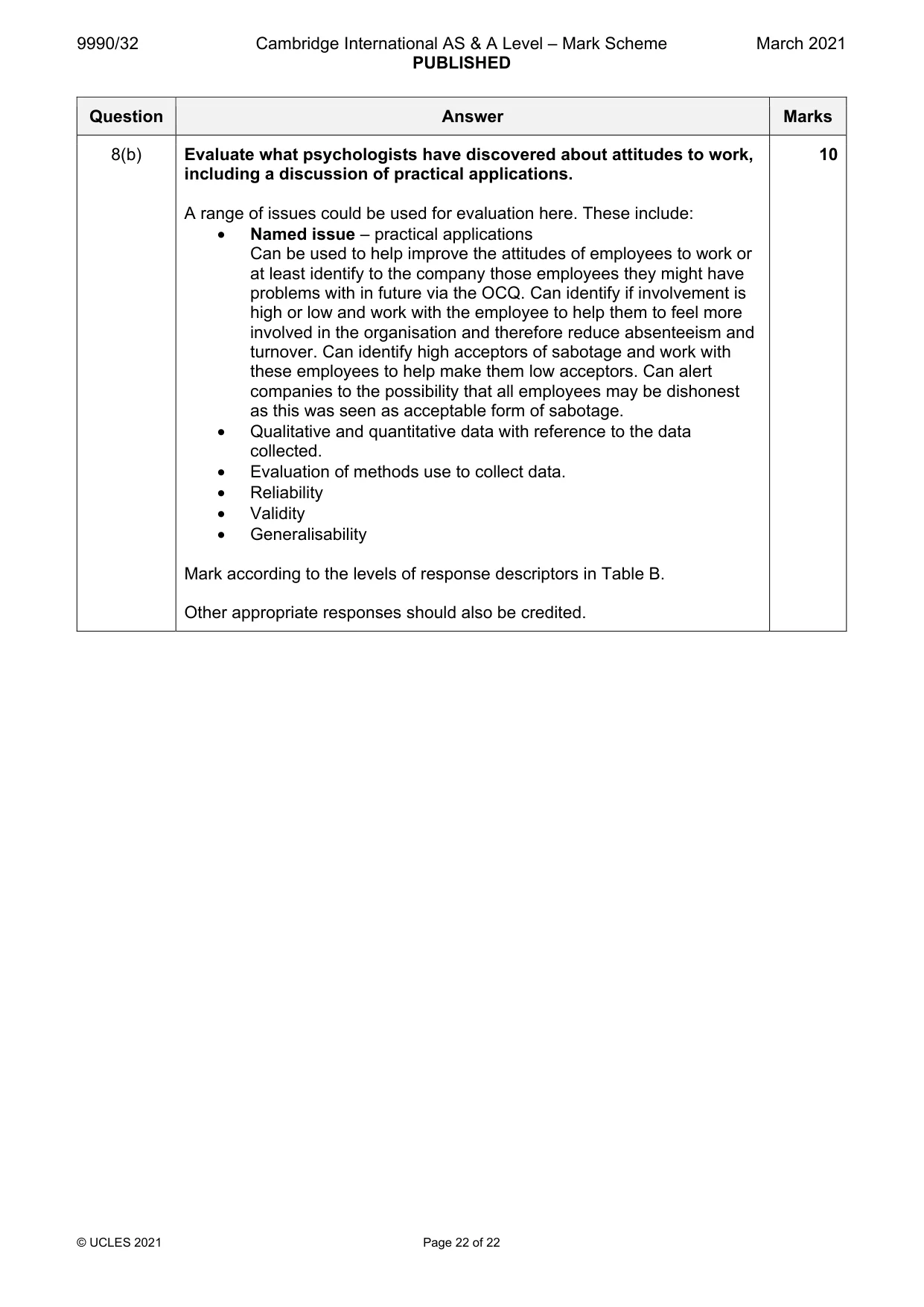 Mark scheme, page 22 of 22