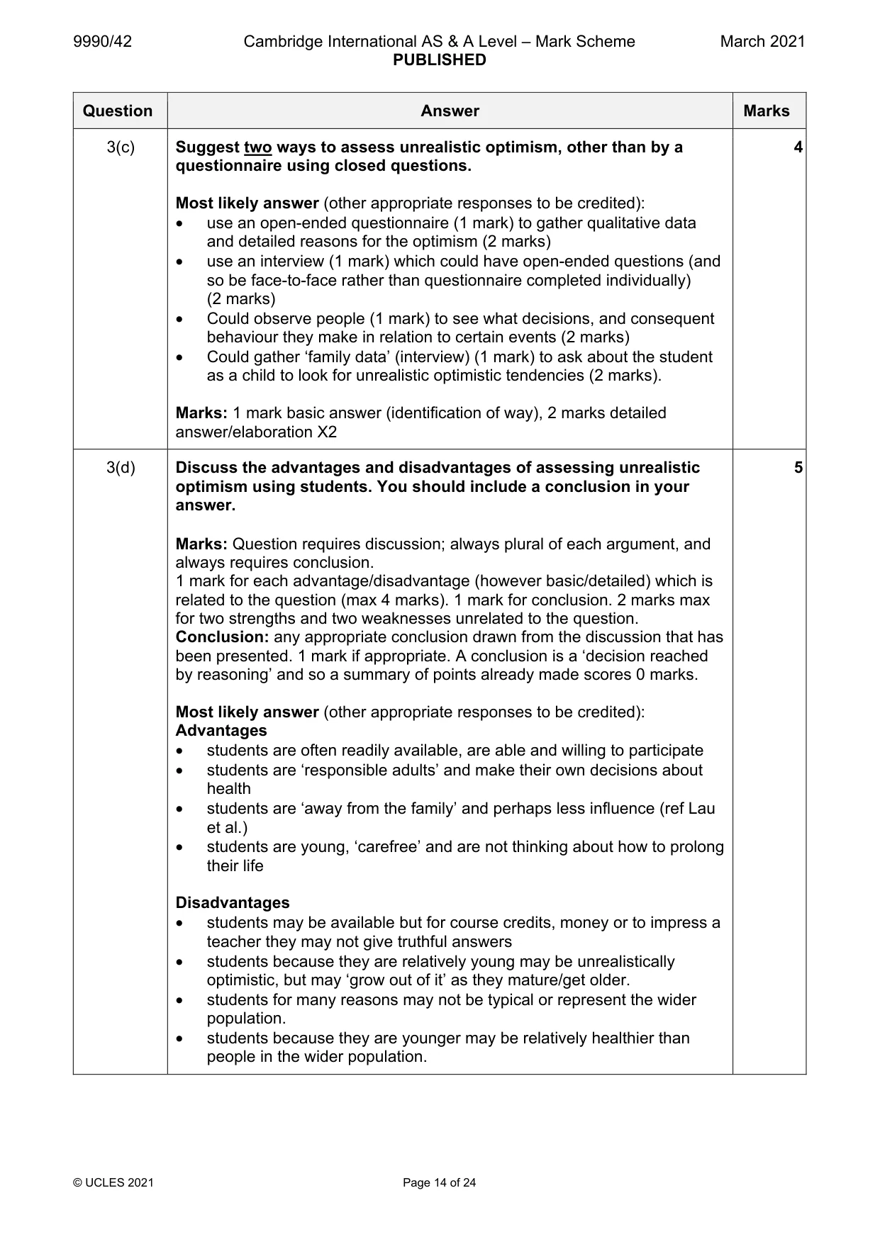 Mark scheme, page 14 of 24