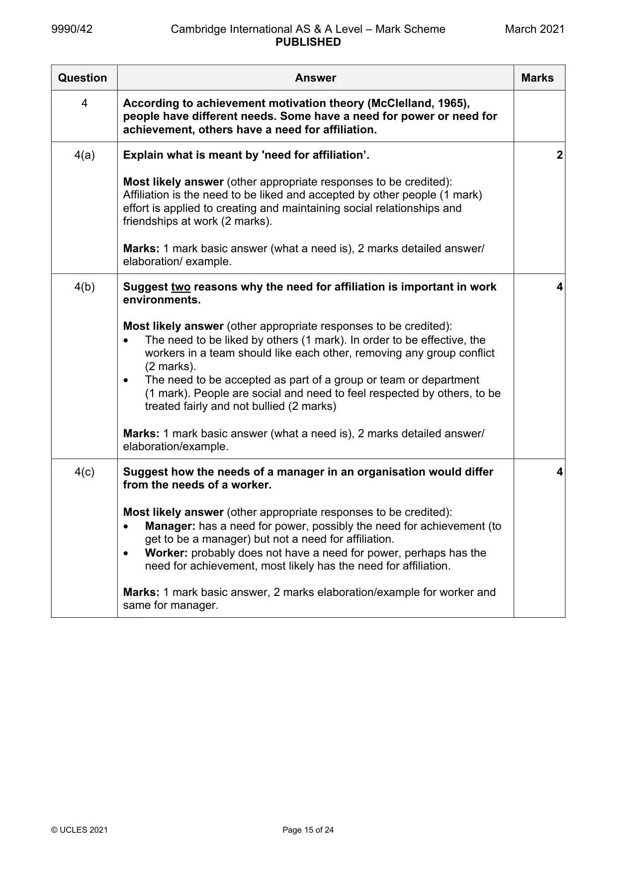 Mark scheme, page 15 of 24