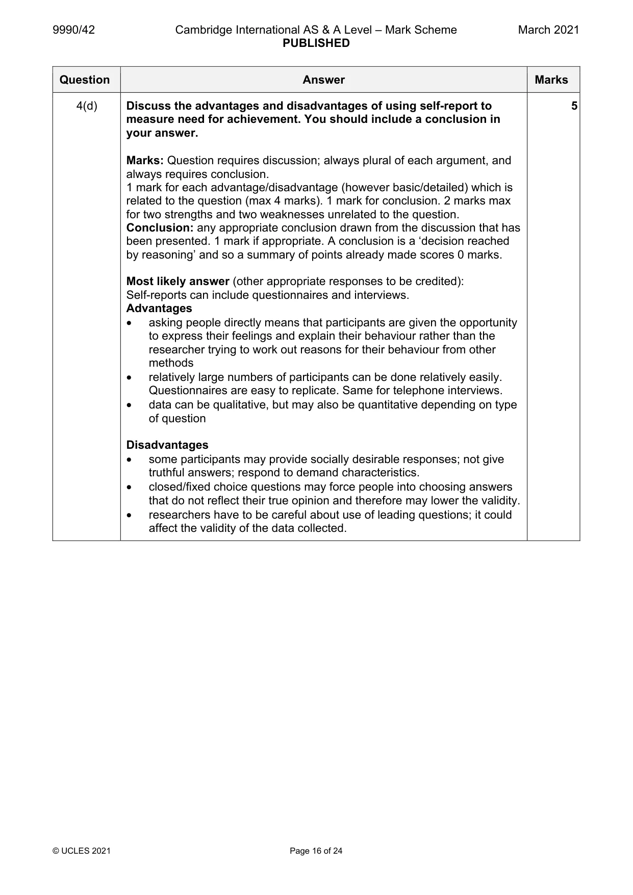 Mark scheme, page 16 of 24