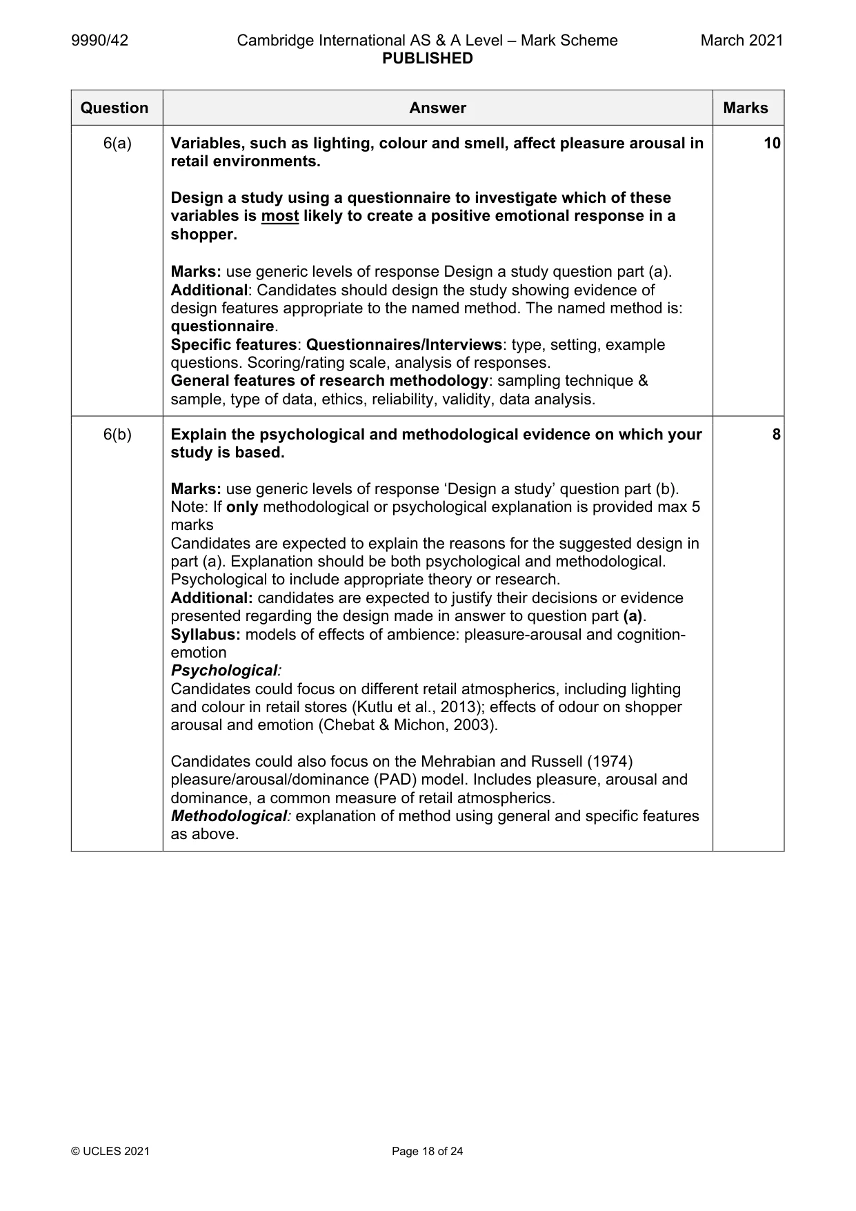 Mark scheme, page 18 of 24