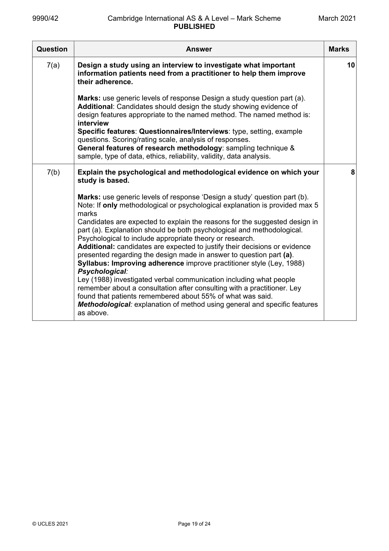 Mark scheme, page 19 of 24