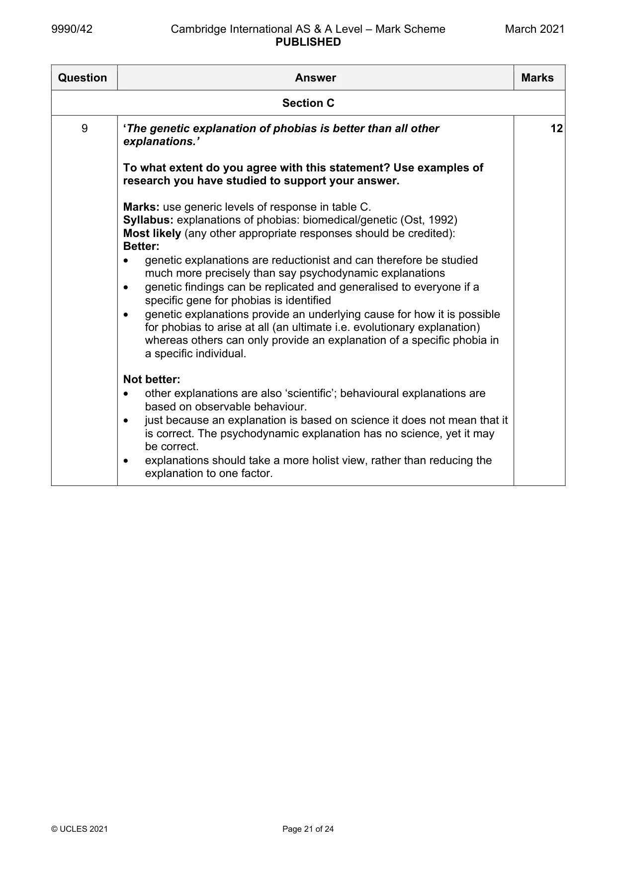 Mark scheme, page 21 of 24
