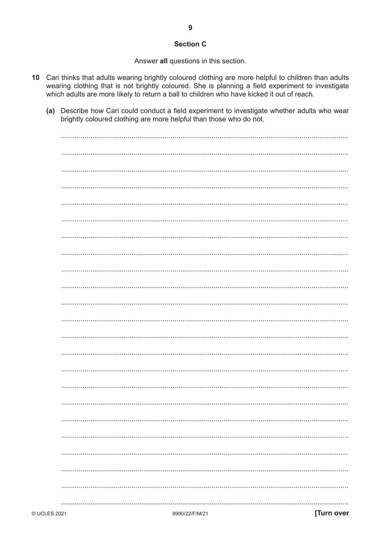 Cambridge A Level Psychology (from 2018) 9990 2021 Feb/March Paper 2 · Variant 2 question paper, page 9 of 12