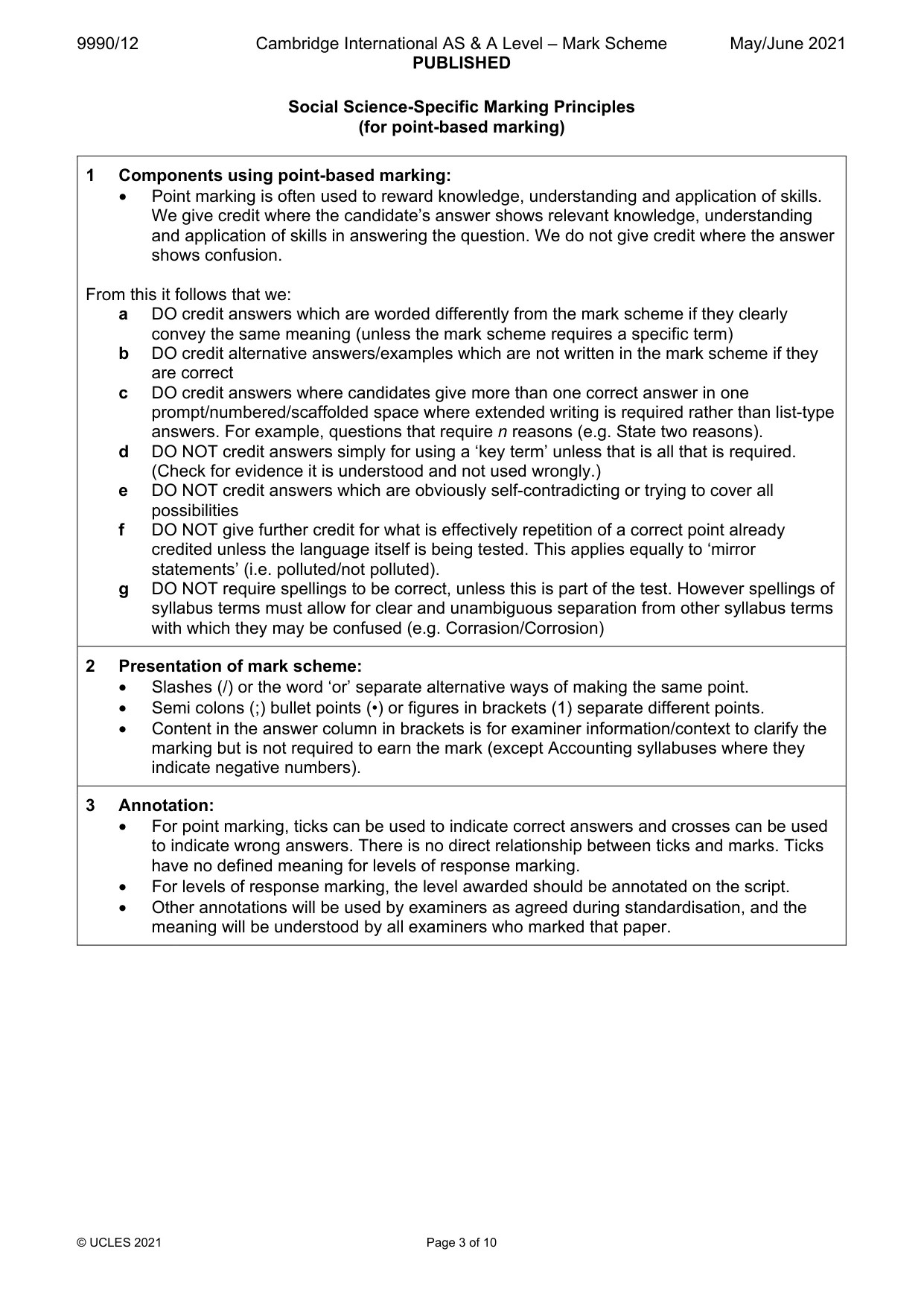 Mark scheme, page 3 of 10