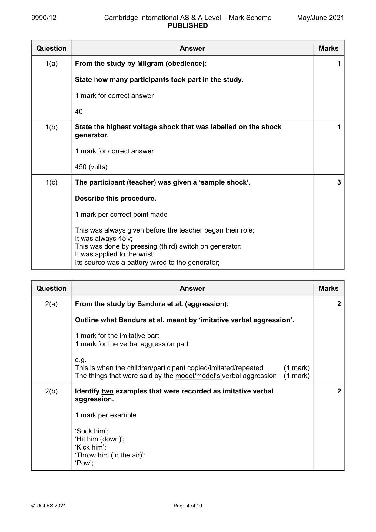 Mark scheme, page 4 of 10
