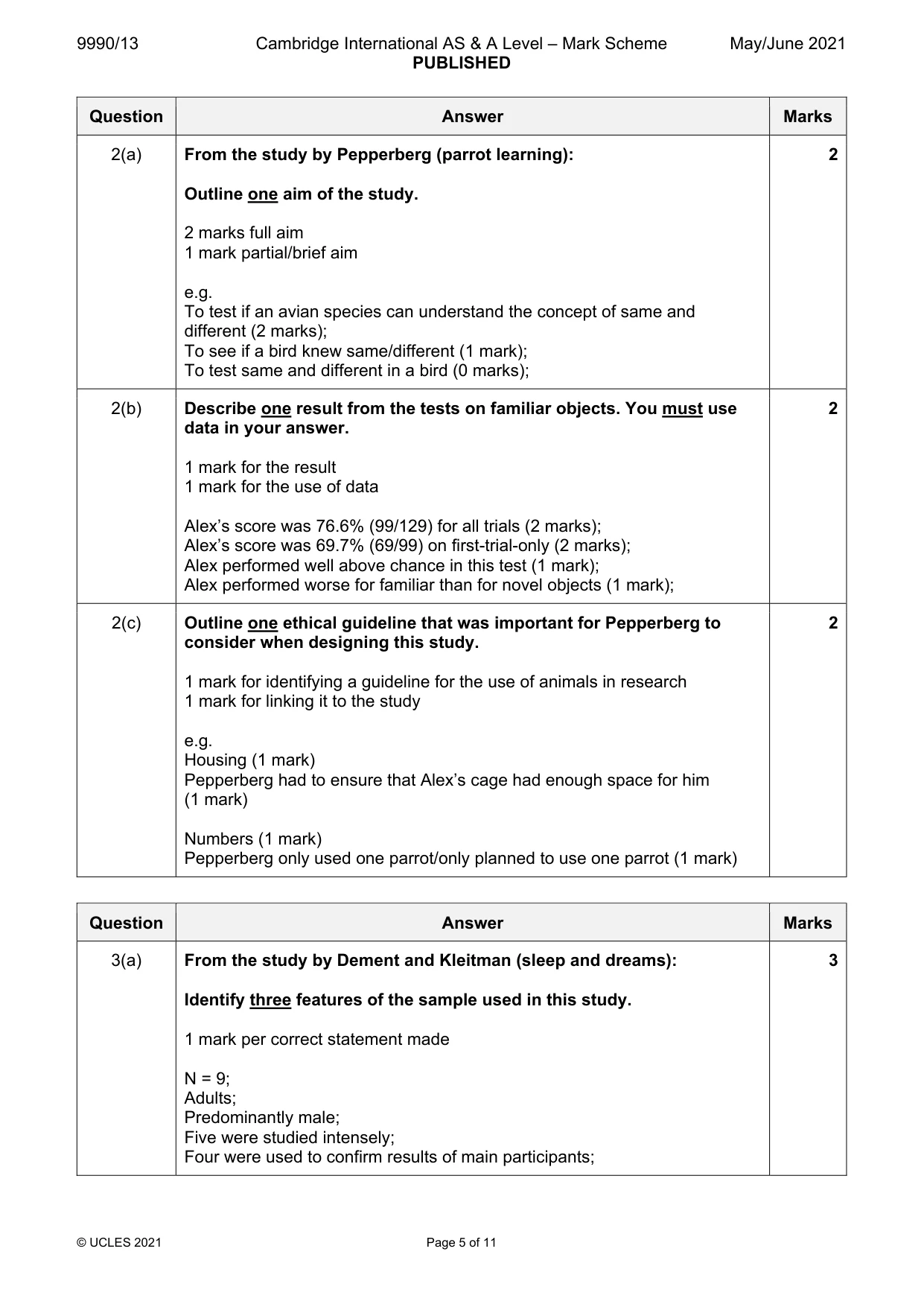 Mark scheme, page 5 of 11