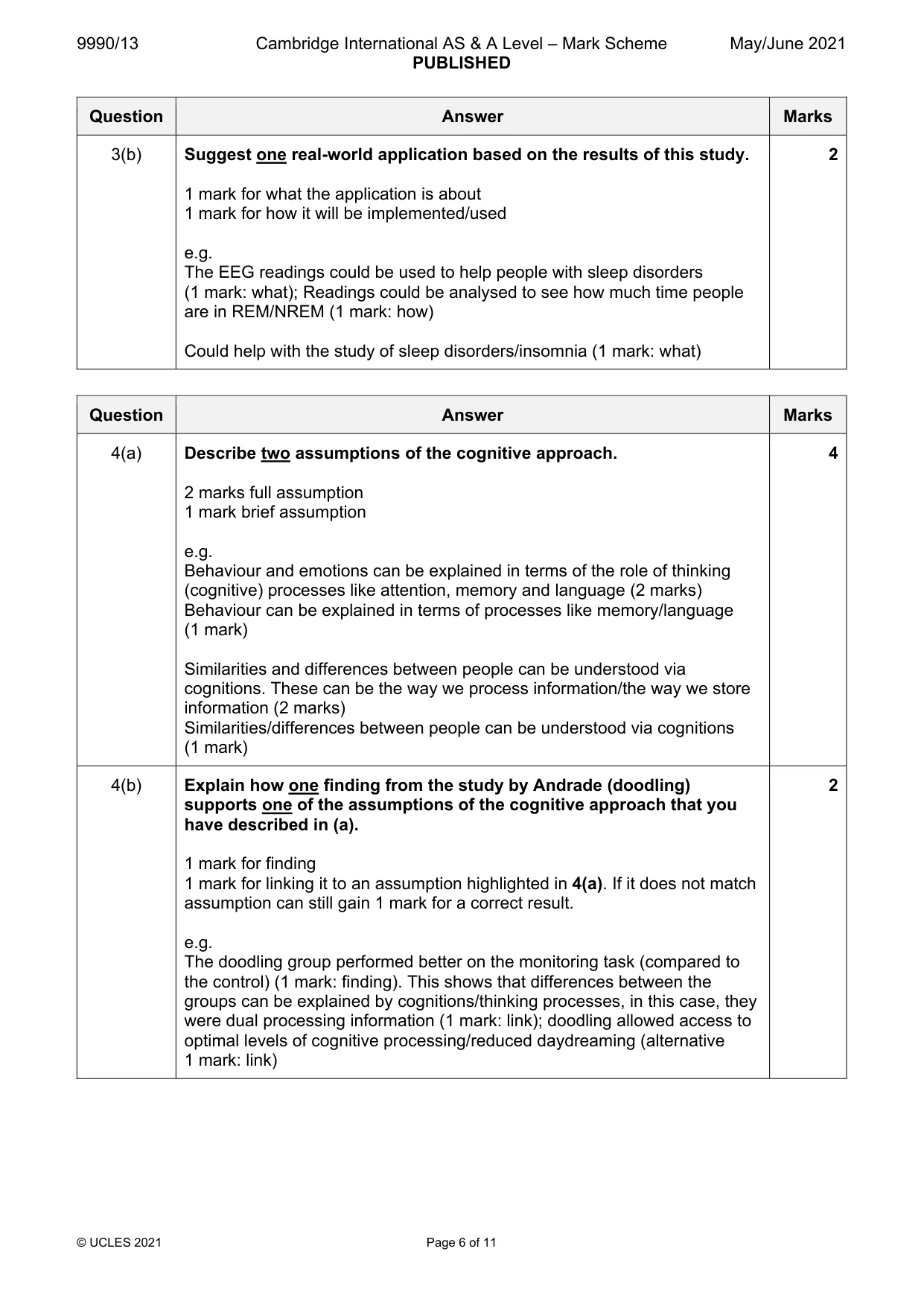Mark scheme, page 6 of 11