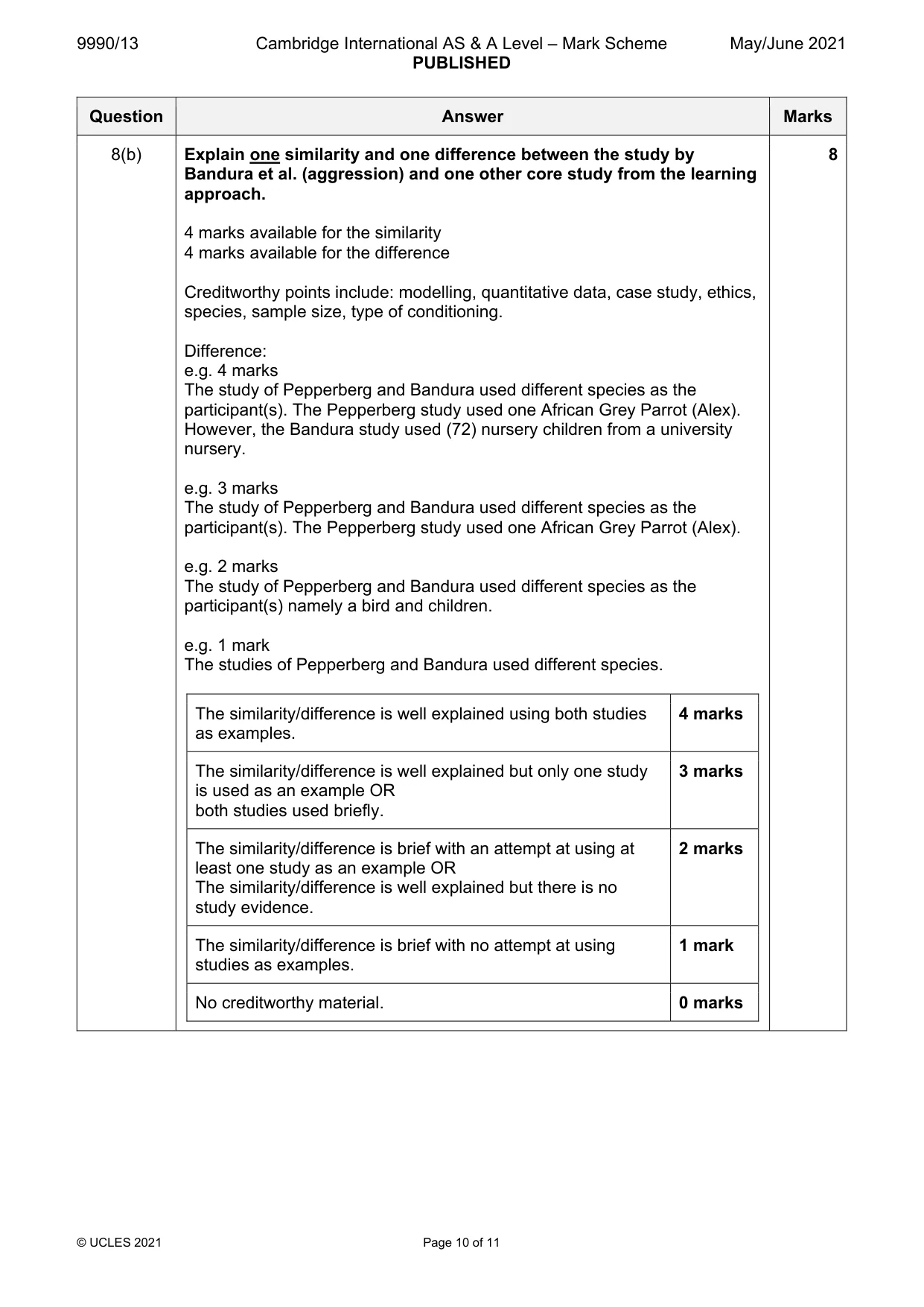 Mark scheme, page 10 of 11