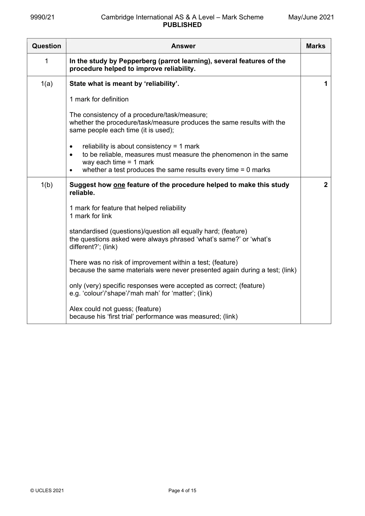Mark scheme, page 4 of 15