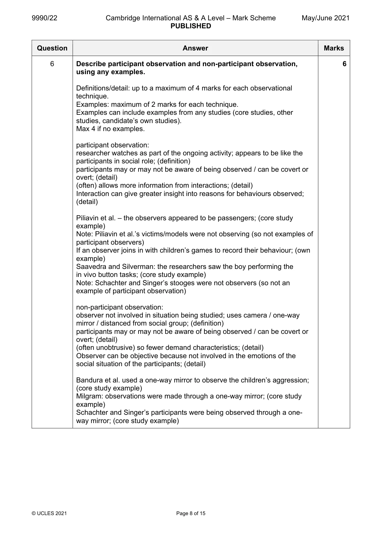 Mark scheme, page 8 of 15