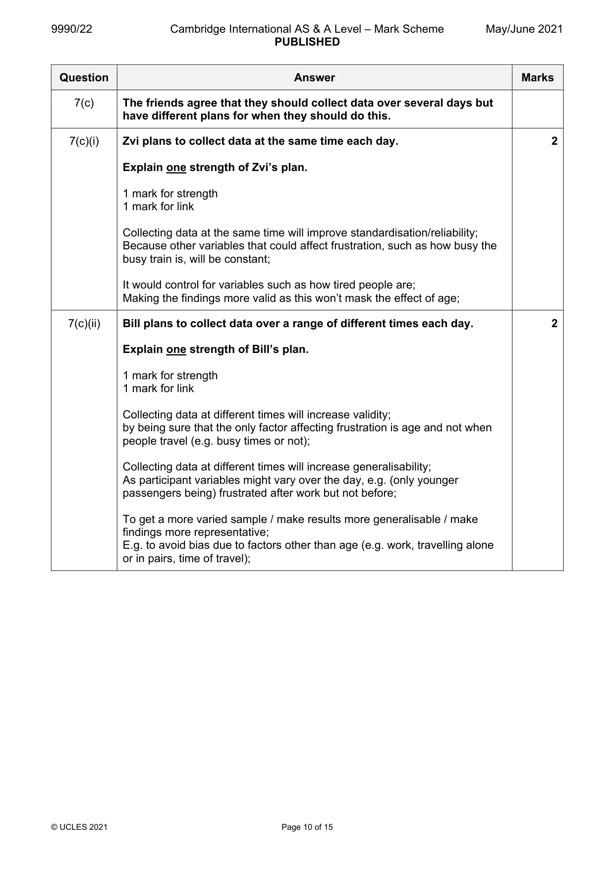 Mark scheme, page 10 of 15