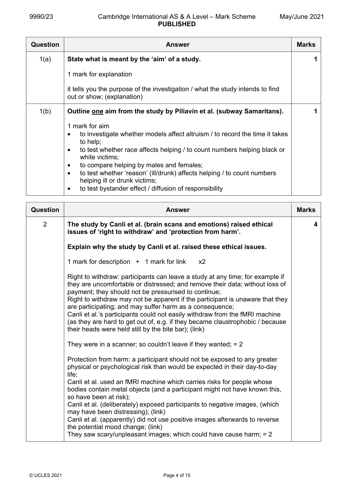 Mark scheme, page 4 of 15