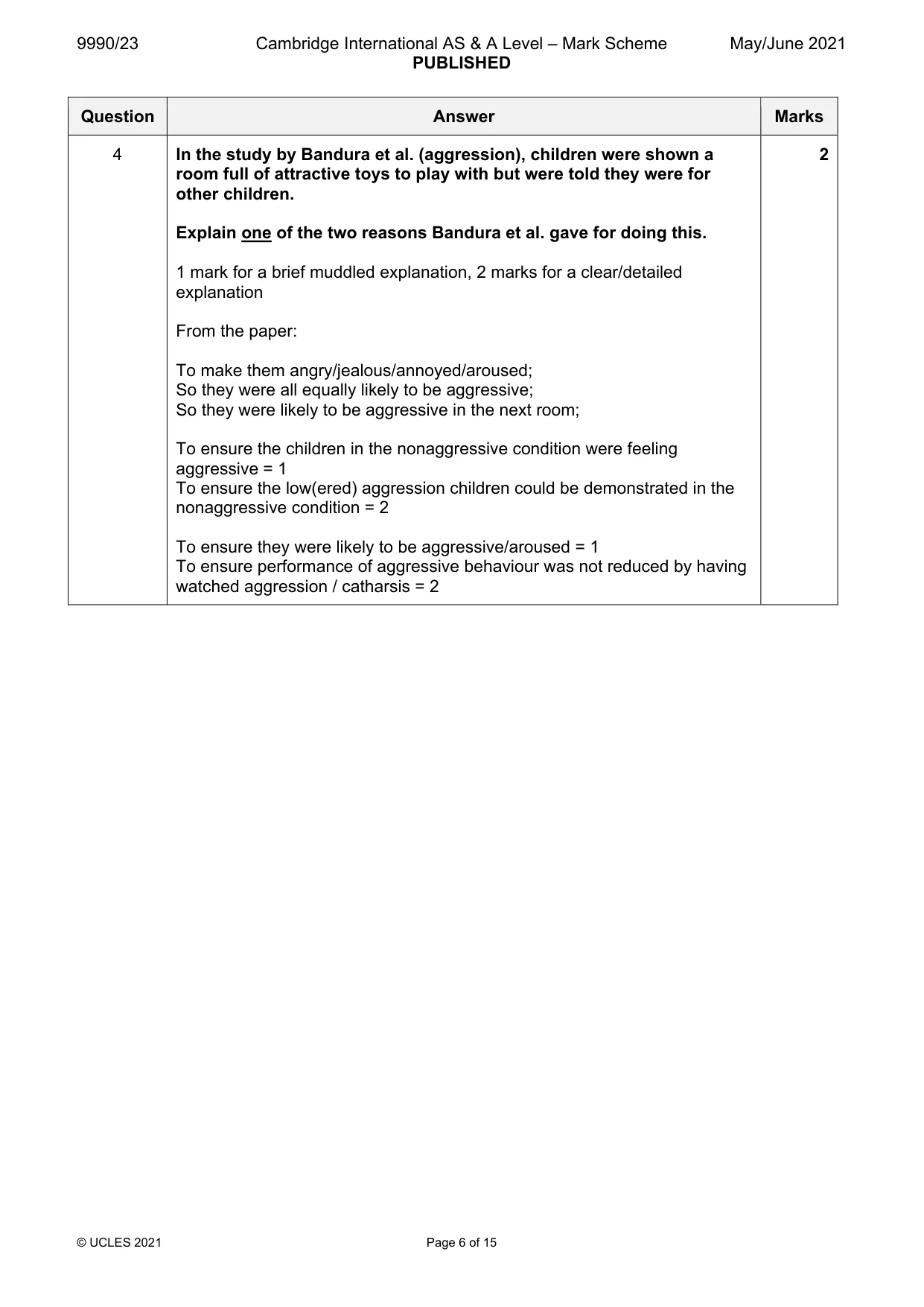 Mark scheme, page 6 of 15