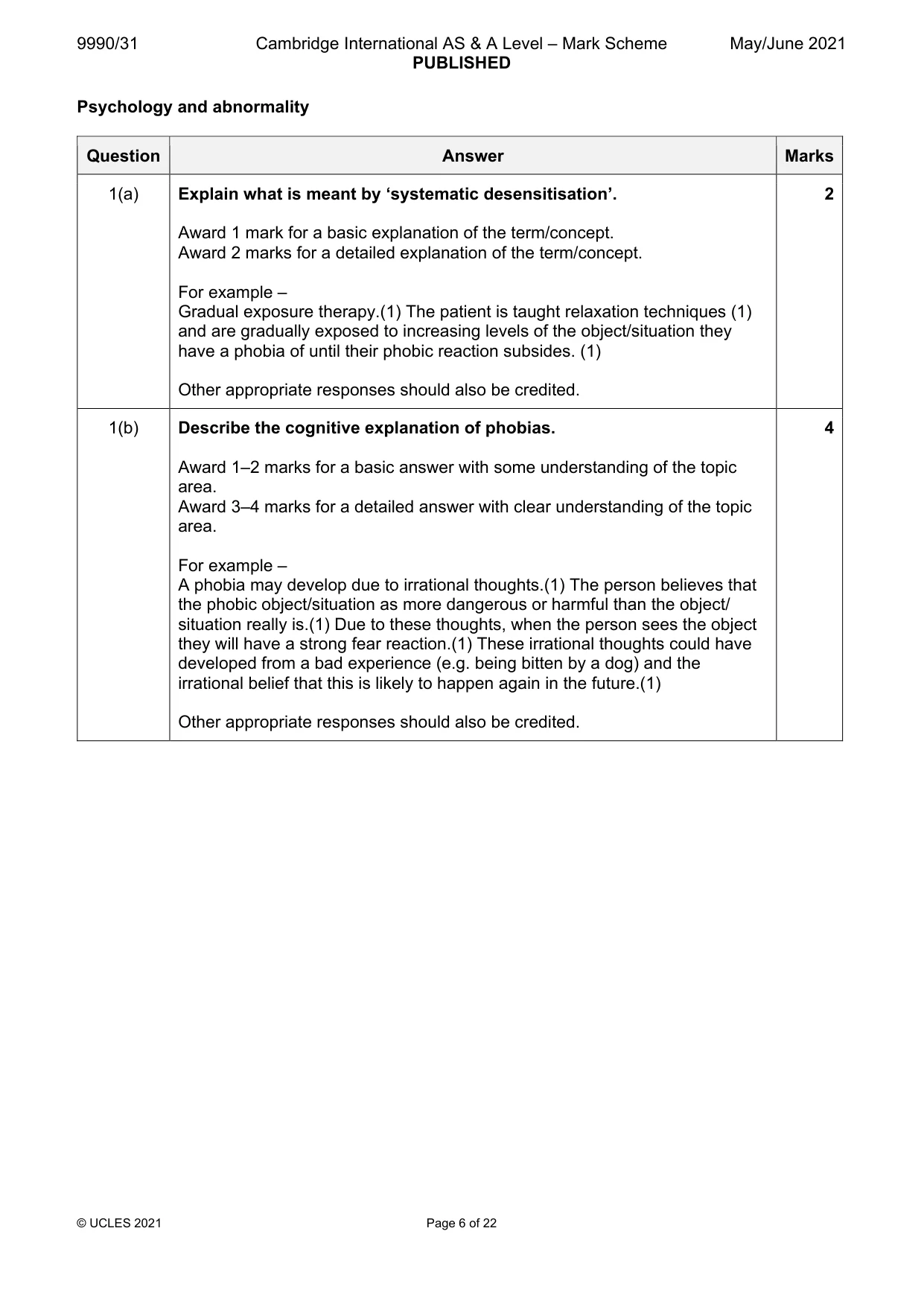 Mark scheme, page 6 of 22