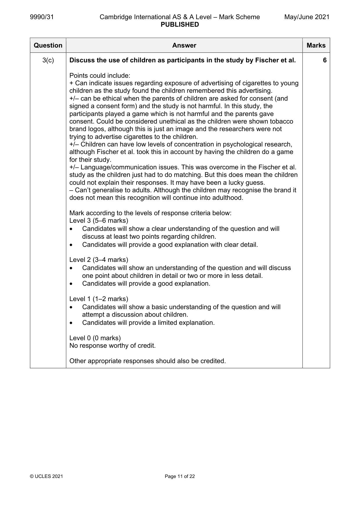 Mark scheme, page 11 of 22