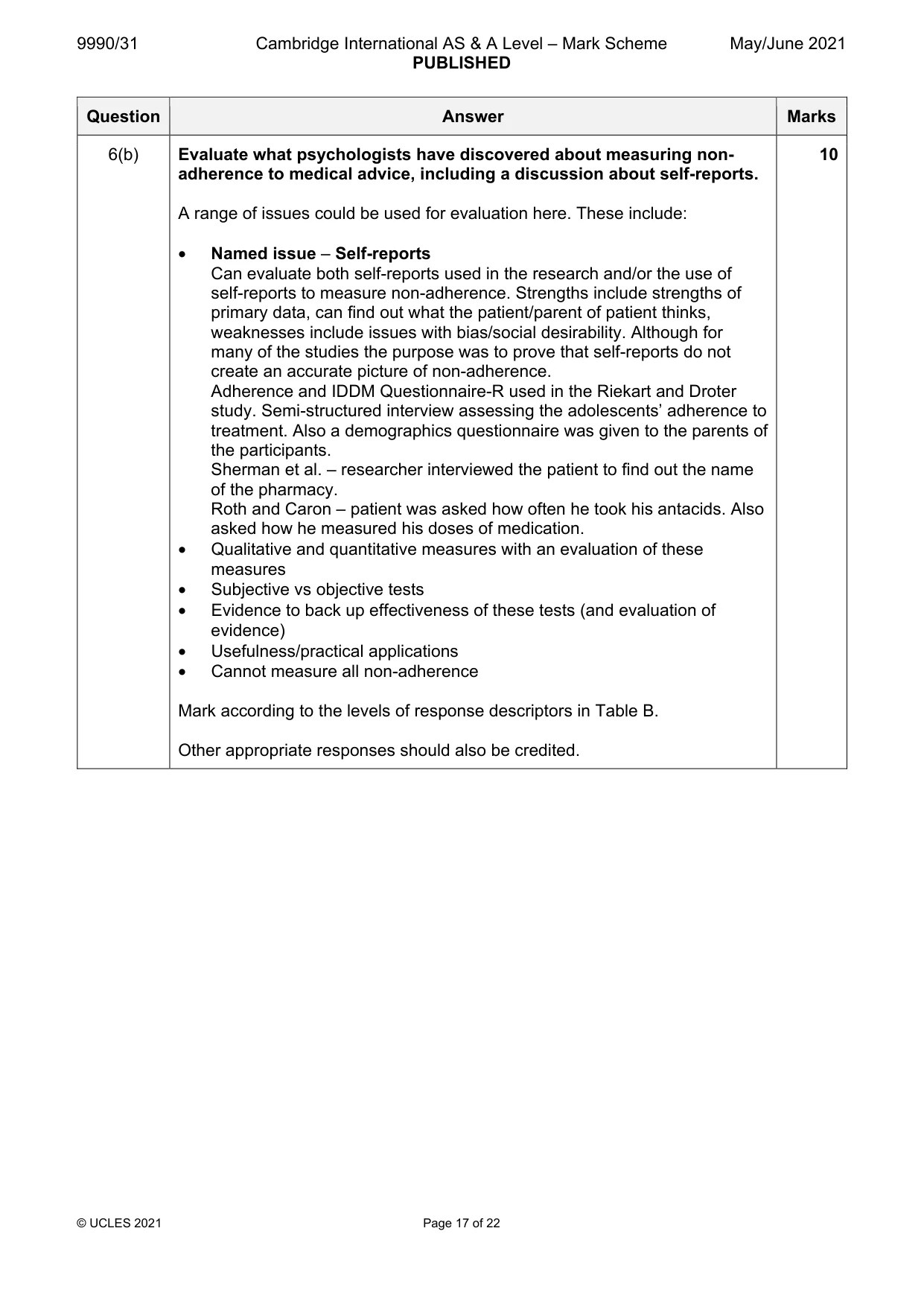 Mark scheme, page 17 of 22