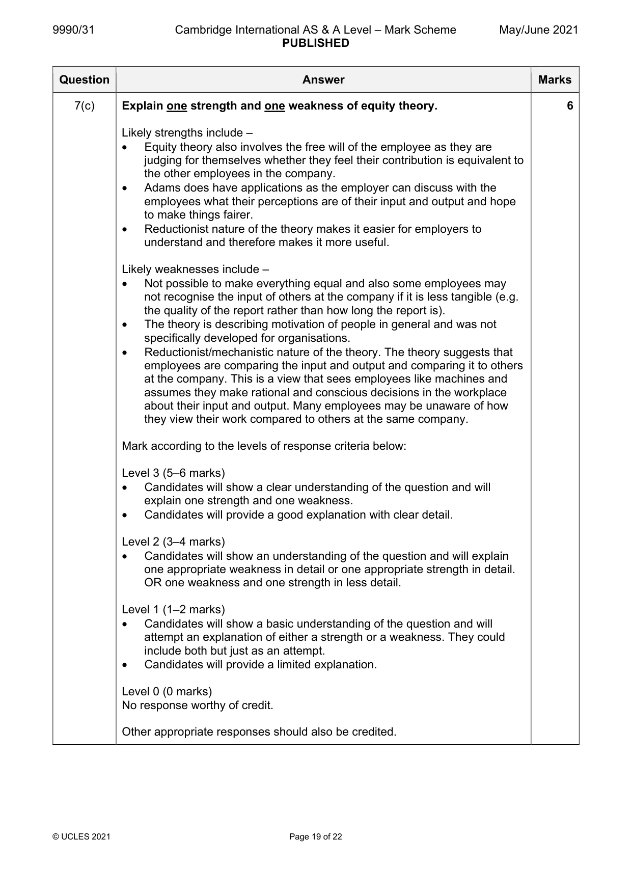 Mark scheme, page 19 of 22